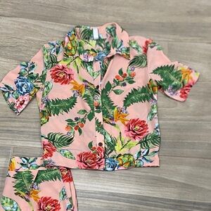 Floral Wide Leg Jumpsuit - Pink 2 piece set